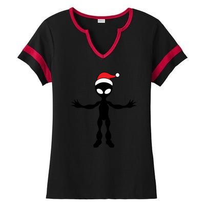 Cute Alien Santa Claus Ladies Halftime Notch Neck Tee