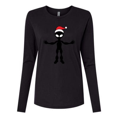 Cute Alien Santa Claus Womens Cotton Relaxed Long Sleeve T-Shirt