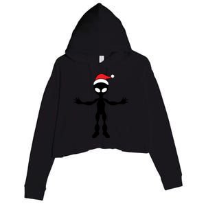 Cute Alien Santa Claus Crop Fleece Hoodie