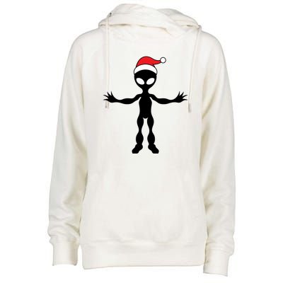 Cute Alien Santa Claus Womens Funnel Neck Pullover Hood