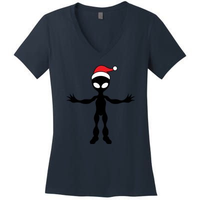 Cute Alien Santa Claus Women's V-Neck T-Shirt