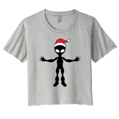 Cute Alien Santa Claus Women's Crop Top Tee