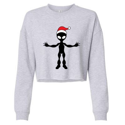 Cute Alien Santa Claus Cropped Pullover Crew