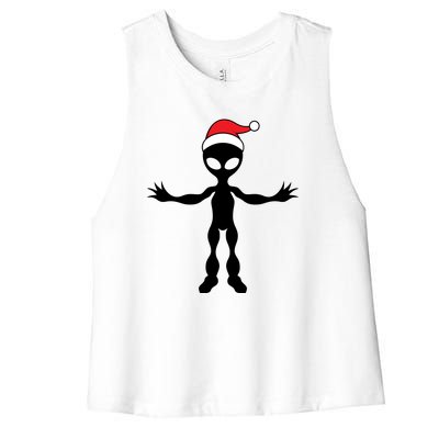 Cute Alien Santa Claus Women's Racerback Cropped Tank