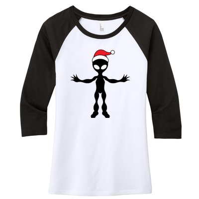 Cute Alien Santa Claus Women's Tri-Blend 3/4-Sleeve Raglan Shirt