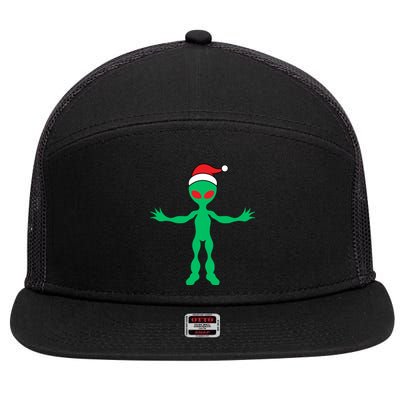 Cute Alien Santa Claus 7 Panel Mesh Trucker Snapback Hat