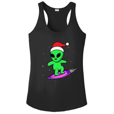 Cute Alien Santa Claus Surfing Ladies PosiCharge Competitor Racerback Tank