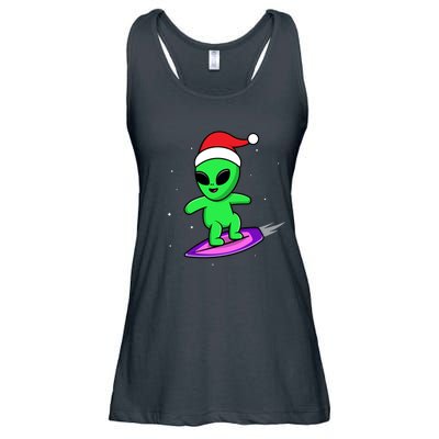 Cute Alien Santa Claus Surfing Ladies Essential Flowy Tank