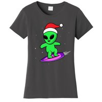 Cute Alien Santa Claus Surfing Women's T-Shirt