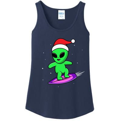 Cute Alien Santa Claus Surfing Ladies Essential Tank