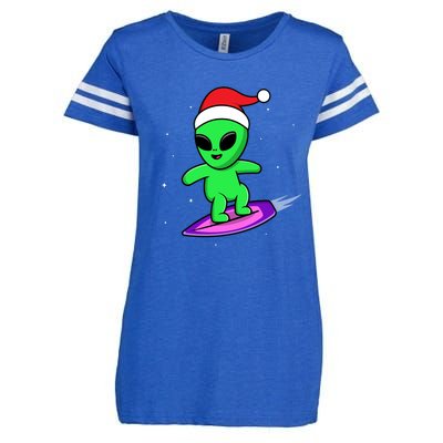 Cute Alien Santa Claus Surfing Enza Ladies Jersey Football T-Shirt