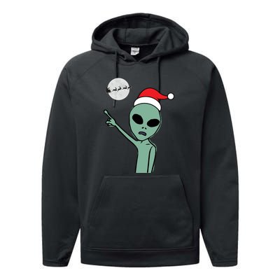 Cute Alien Santa Claus Performance Fleece Hoodie