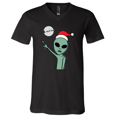 Cute Alien Santa Claus V-Neck T-Shirt