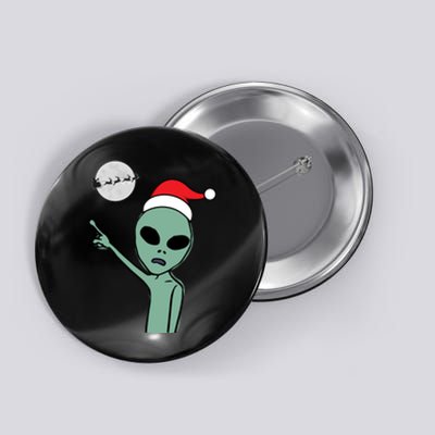 Cute Alien Santa Claus Button