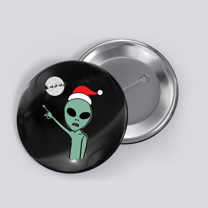 Cute Alien Santa Claus Button