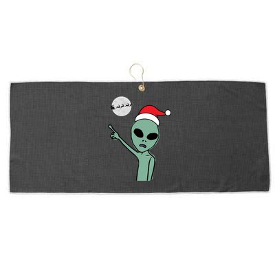 Cute Alien Santa Claus Large Microfiber Waffle Golf Towel