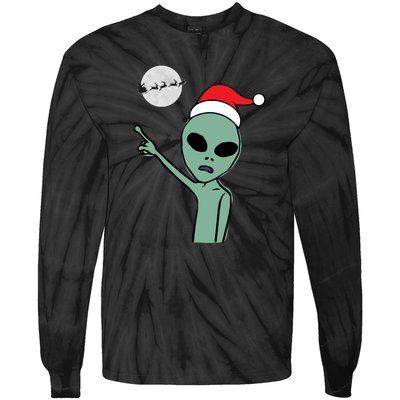 Cute Alien Santa Claus Tie-Dye Long Sleeve Shirt