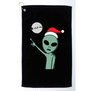 Cute Alien Santa Claus Platinum Collection Golf Towel