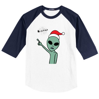 Cute Alien Santa Claus Baseball Sleeve Shirt