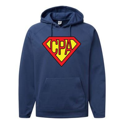 CPA Accountant Superhero T Performance Fleece Hoodie