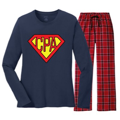 CPA Accountant Superhero T Women's Long Sleeve Flannel Pajama Set 