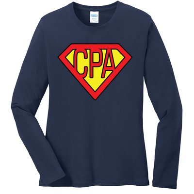 CPA Accountant Superhero T Ladies Long Sleeve Shirt