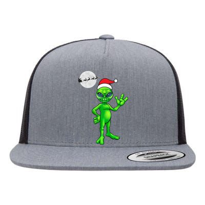 Cute Alien Santa Claus Flat Bill Trucker Hat