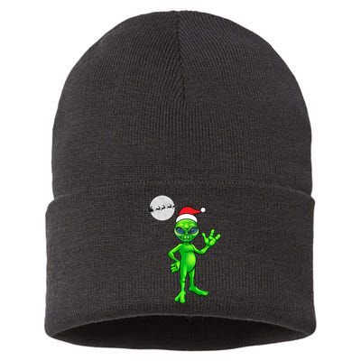 Cute Alien Santa Claus Sustainable Knit Beanie