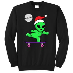 Cute Alien Santa Claus Skateboarding Sweatshirt