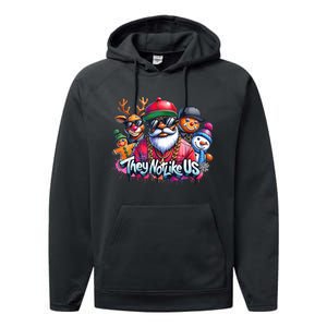 Christmas African Santa They Not Like Us Merry Christmas Day Performance Fleece Hoodie