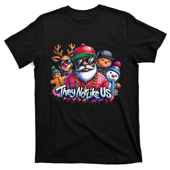 Christmas African Santa They Not Like Us Merry Christmas Day T-Shirt