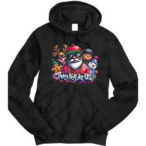 Christmas African Santa They Not Like Us Merry Christmas Day Tie Dye Hoodie