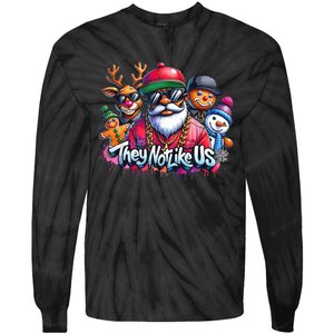 Christmas African Santa They Not Like Us Merry Christmas Day Tie-Dye Long Sleeve Shirt