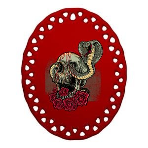 Cobra And Skull Ceramic Oval Ornament