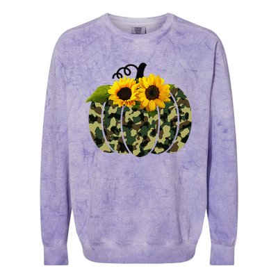 Camouflage And Sunflower Pumpkin Fall Autumn Thanksgiving Colorblast Crewneck Sweatshirt