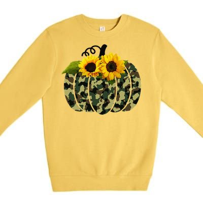 Camouflage And Sunflower Pumpkin Fall Autumn Thanksgiving Premium Crewneck Sweatshirt