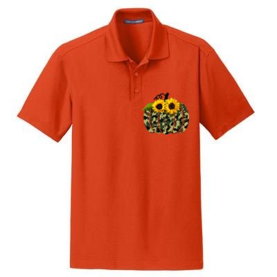 Camouflage And Sunflower Pumpkin Fall Autumn Thanksgiving Dry Zone Grid Polo