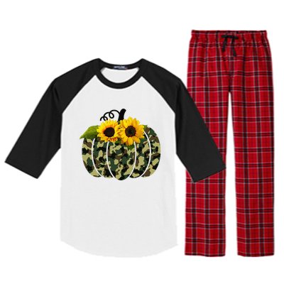 Camouflage And Sunflower Pumpkin Fall Autumn Thanksgiving Raglan Sleeve Pajama Set