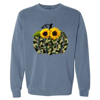 Camouflage And Sunflower Pumpkin Fall Autumn Thanksgiving Garment-Dyed Sweatshirt