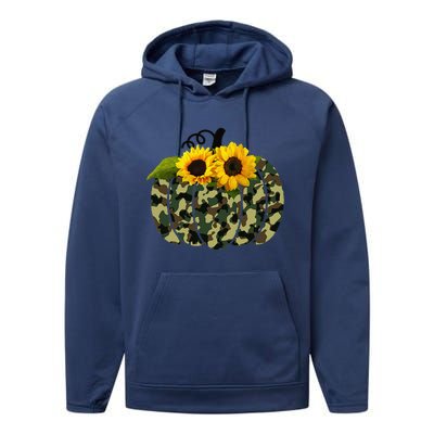 Camouflage And Sunflower Pumpkin Fall Autumn Thanksgiving Performance Fleece Hoodie