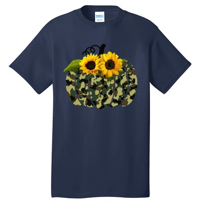 Camouflage And Sunflower Pumpkin Fall Autumn Thanksgiving Tall T-Shirt