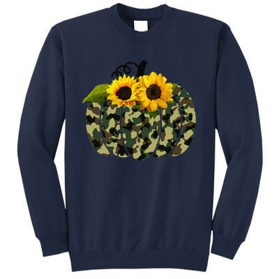 Camouflage And Sunflower Pumpkin Fall Autumn Thanksgiving Tall Sweatshirt