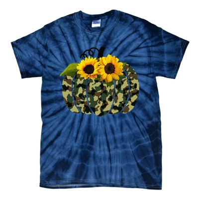 Camouflage And Sunflower Pumpkin Fall Autumn Thanksgiving Tie-Dye T-Shirt