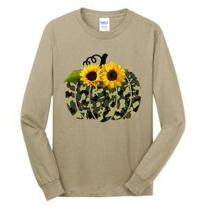 Camouflage And Sunflower Pumpkin Fall Autumn Thanksgiving Tall Long Sleeve T-Shirt