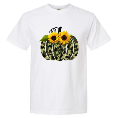 Camouflage And Sunflower Pumpkin Fall Autumn Thanksgiving Garment-Dyed Heavyweight T-Shirt