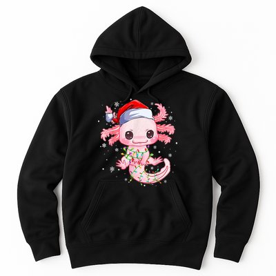 Christmas Axolotl Santa Hat Lights Japanese Cute Anime Xmas Hoodie