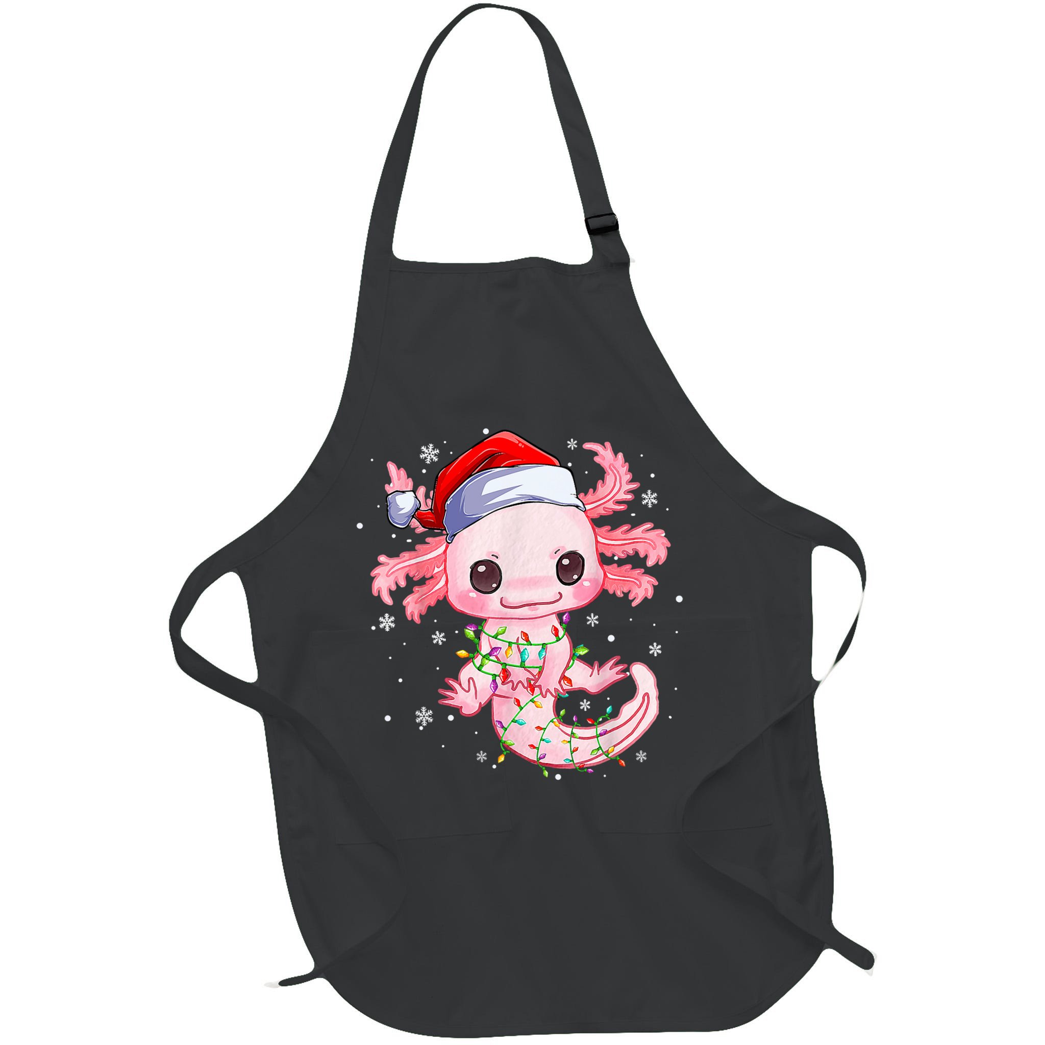 Christmas Axolotl Santa Hat Lights Japanese Cute Anime Xmas Apron