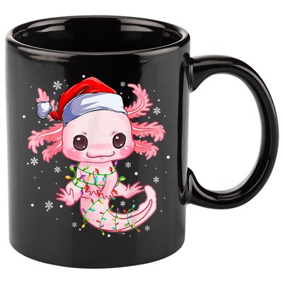 Christmas Axolotl Santa Hat Lights Japanese Cute Anime Xmas 11oz C Handle Ceramic Mug