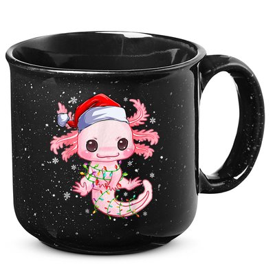 Christmas Axolotl Santa Hat Lights Japanese Cute Anime Xmas 15oz Campfire Ceramic Mug