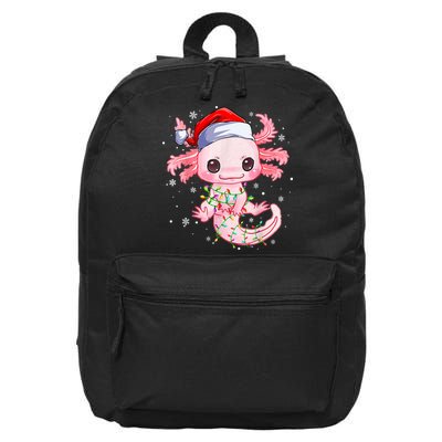 Christmas Axolotl Santa Hat Lights Japanese Cute Anime Xmas 16 in Basic Backpack